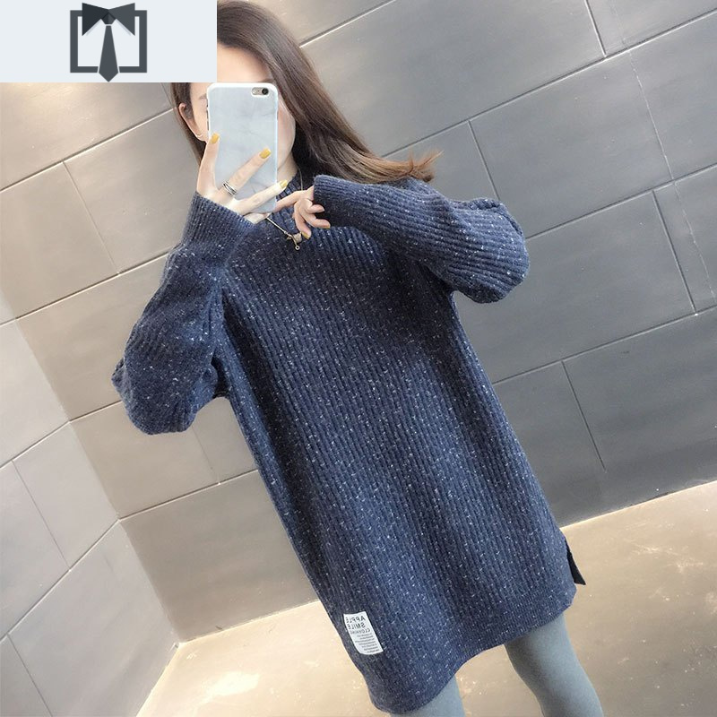 SUNTEK毛衣2020年新款女宽松外穿中长款半高领毛衣女套头加厚内搭打底衫毛衣