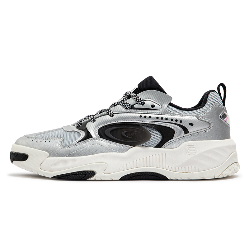 361°男鞋运动鞋新款休闲鞋男士软底复古老爹鞋子 43码 曜石黑/银白色672516622