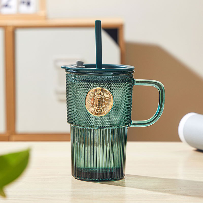 乐唯诗 墨绿铜章 吸管杯410ml*1只高清大图