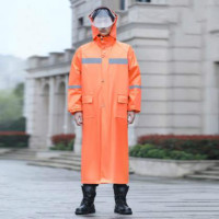 雨衣长款全身防暴雨男成人单件连体拉链款加长一体式防水雨披 桔色 单层+双帽檐