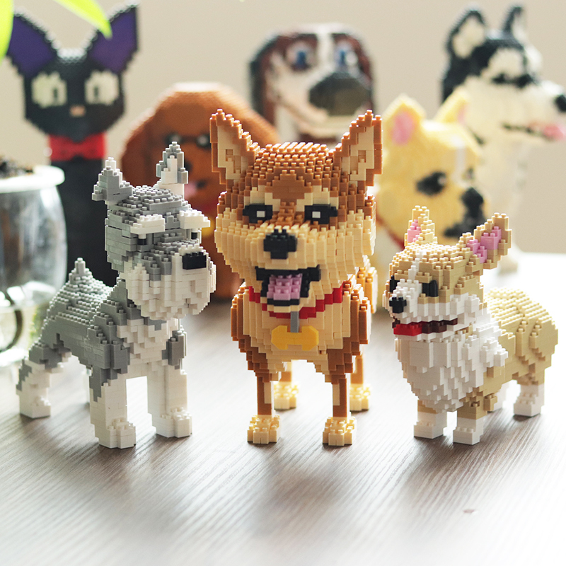 微型成人钻石兼容乐高小颗粒拼插积木玩具动物宠物狗哈士奇哈士奇pzx6