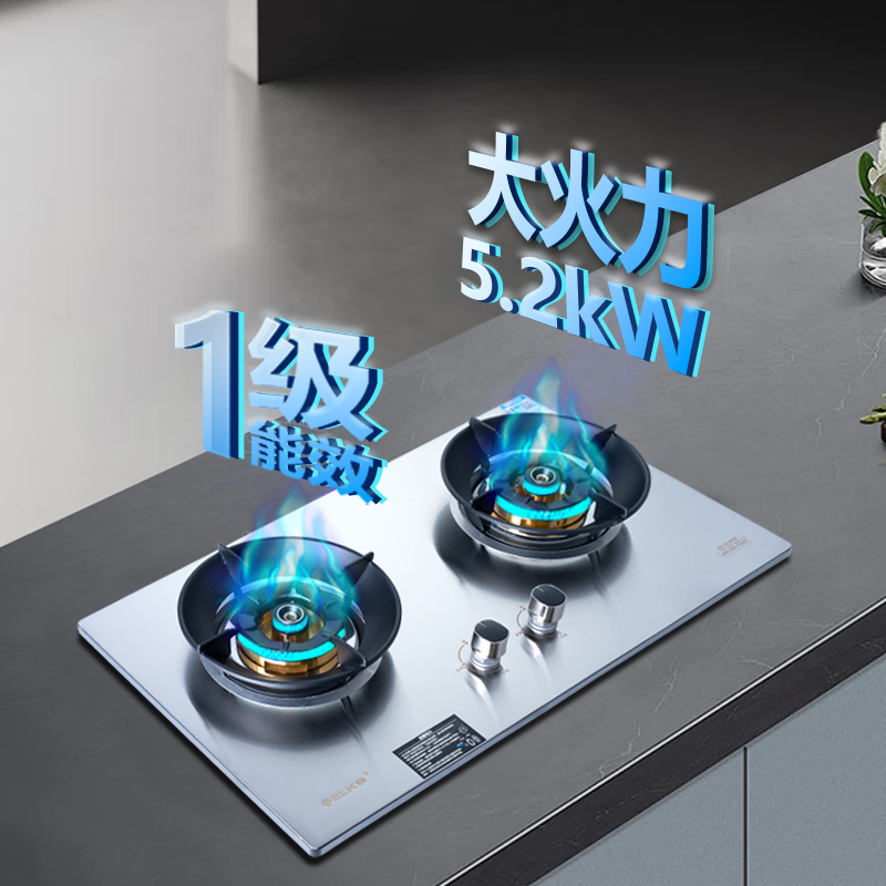 ELKS燃气灶JZT-EL8166 台嵌两用灶具 不锈钢面板无缝清洁纯铜火盖高清大图