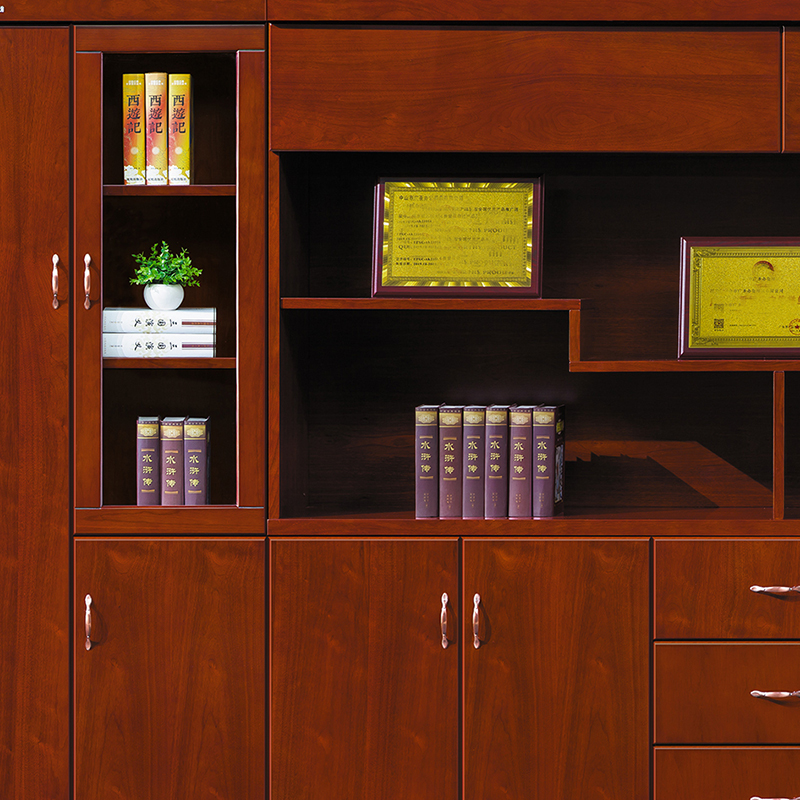 臻远ZY051415木质文件柜展示柜油漆贴木皮资料柜书柜 组合柜高清大图