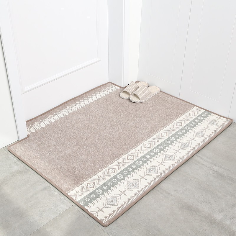 美帮汇进地垫家用防滑简约入户脚垫客厅卧室垫子定制加厚口地毯垫 日式烟粉 50*80cm