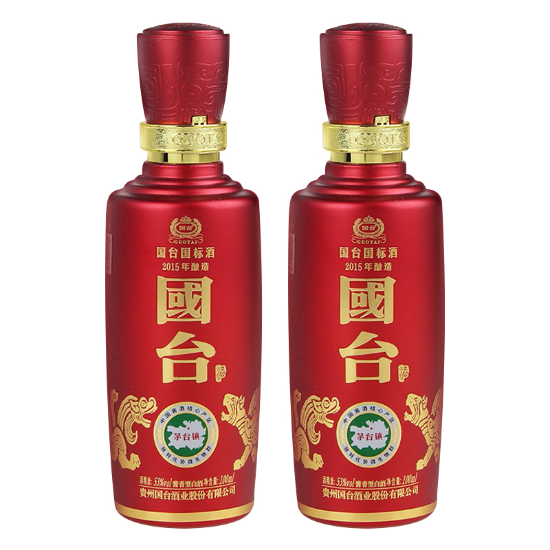 国台国标酒2015年酿造53度酱香型白酒小瓶装100mlx2瓶装参数