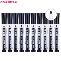 得力(deli)S519可加墨大容量2盒10支/盒白板笔水性可擦白板笔墨水教学白板笔黑色画板笔易擦黑板笔办公用品黑/蓝/