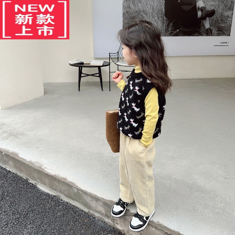 可莉允女童灯芯绒裤2022冬季新款儿童加厚保暖休闲裤宝宝加绒裤子保暖裤图片