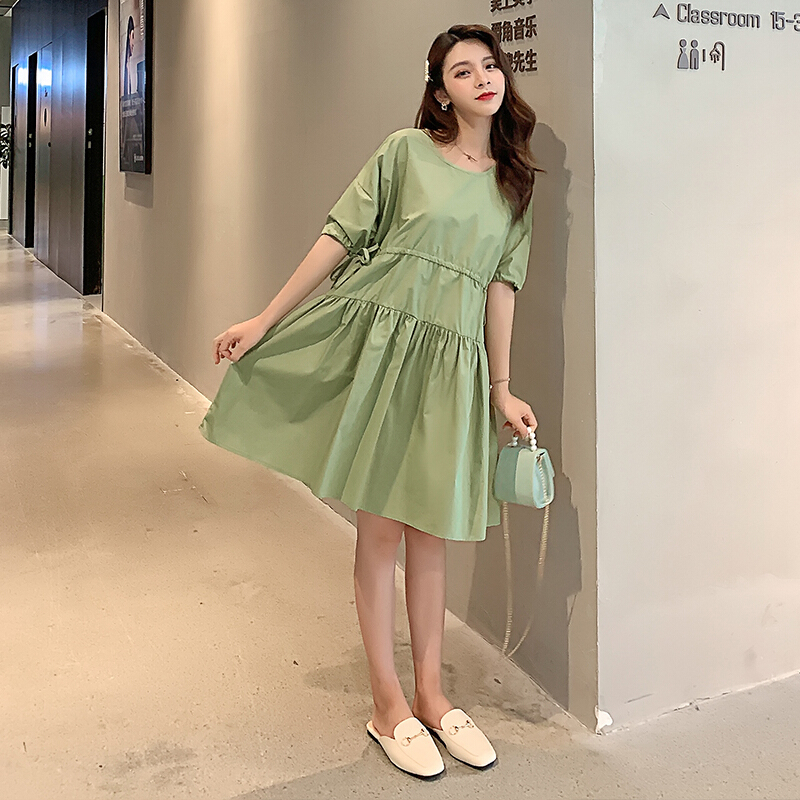 迪鲁奥(DILUAO)哺乳衣新款夏天短袖连衣裙中长款棉麻系带喂奶夏装孕妇裙产前产后