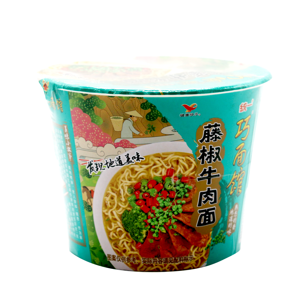 统一巧面馆藤椒牛肉面桶113g方便面好吃不错(*`)-苏宁易购