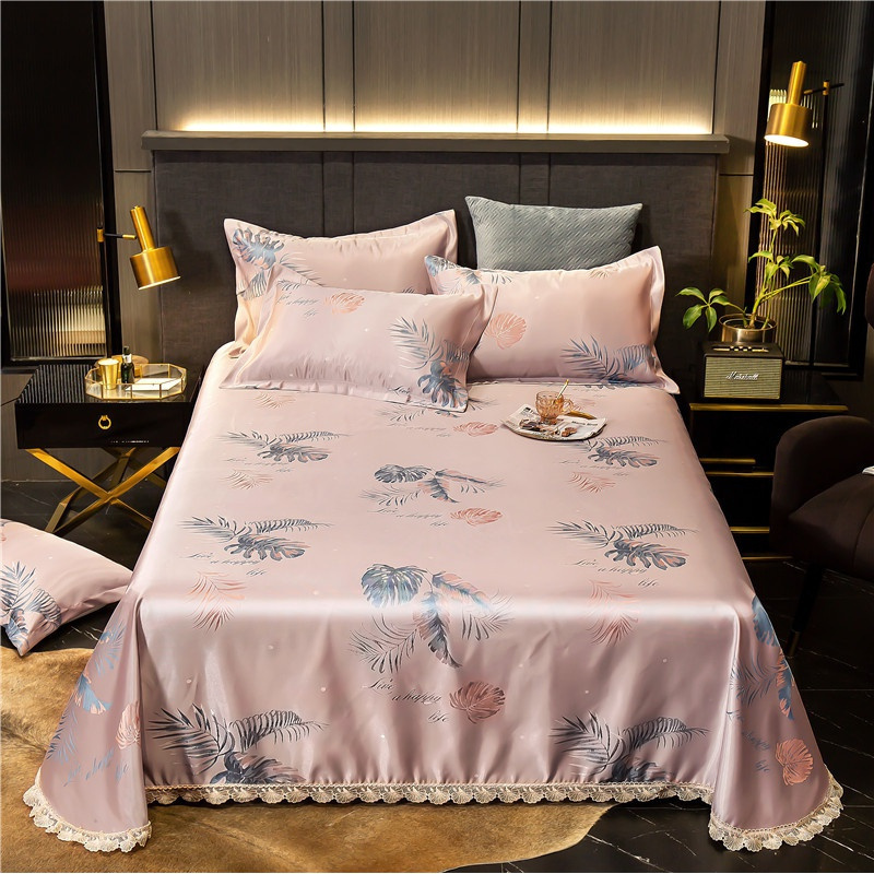 家柏饰(CORATED)床裙冰丝凉席三件套1.8m床可水洗折叠夏季1.5米可机洗空调软席子 600D提花凉席-热带雨林【床单款】 2.0m（6.6英尺）床