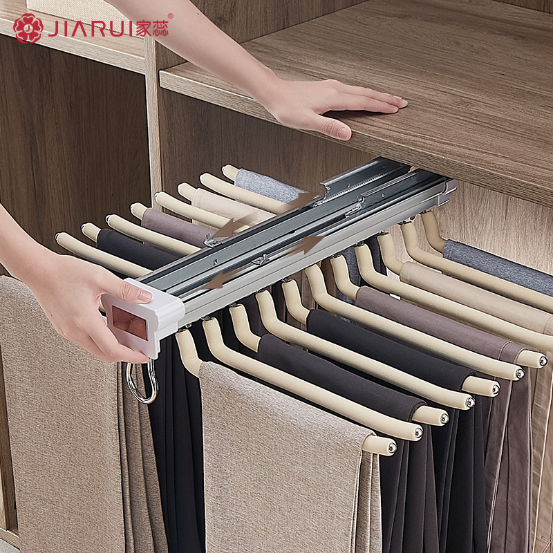 家蕊裤架伸缩多功能家用挂裤架衣柜侧装侧装西裤架柜内抽拉式裤架高清大图