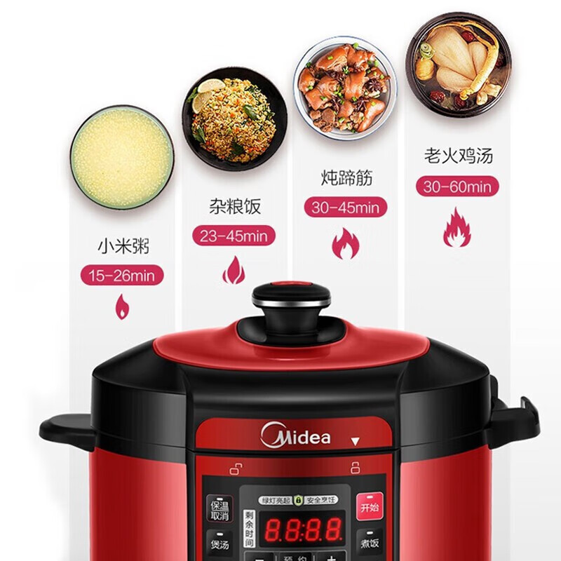美的(Midea)电压力锅家用6L大容量智能预约一锅双胆一键排气七段调压 电饭煲3-6-8-10人 MY-QC60A5高清大图