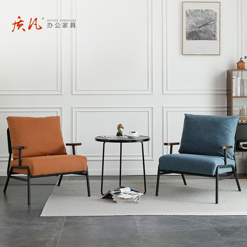 质凡桌椅组合接待沙发店铺奶茶店酒吧沙发休闲区桌椅[防水纳帕皮]3单椅+1蘑菇桌高清大图