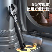 得力(deli)活动扳手 多功能橡塑柄开口活络扳手激光刻度8英寸德国设计 HT1508 灰色 1把(拍下备注颜色)