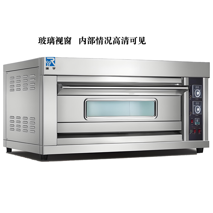 瑞宇牌定时款单层双盘电烤箱/1240*840*550mm/380V6.6kw高清大图
