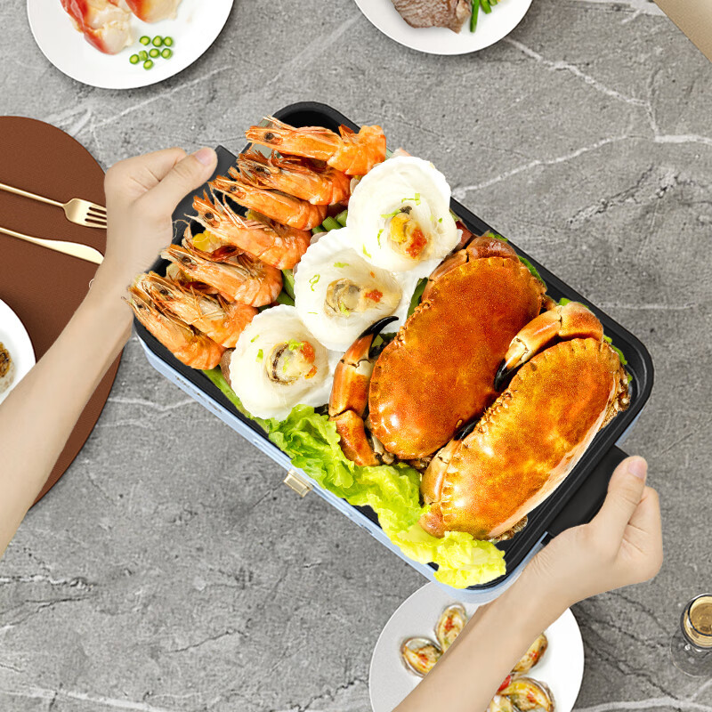 炊大皇(COOKER KING)多功能焖煮涮一体电烤炉 家用3升超大容量(料理锅)CDH-SL1301 蓝色 / 台高清大图