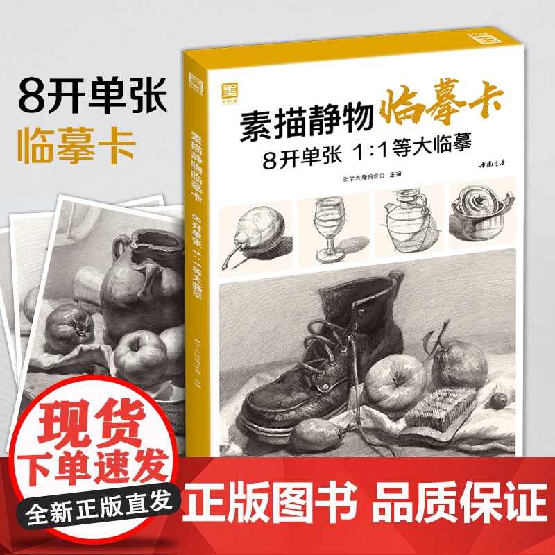 2021新书 素描静物临摹卡8开临摹范本组合画册集美术基础单个罐子sh高清大图