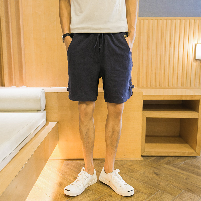 夏款新款宽松五分裤男士休闲沙滩裤学生直筒短裤马裤韩版潮男裤子