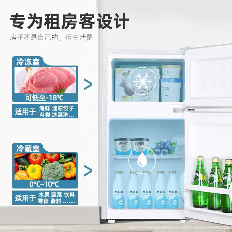 荣事达(Royalstar)72升迷你冰箱小型双门电冰箱家用宿舍冷冻冷藏节能R72H168 钛深灰高清大图