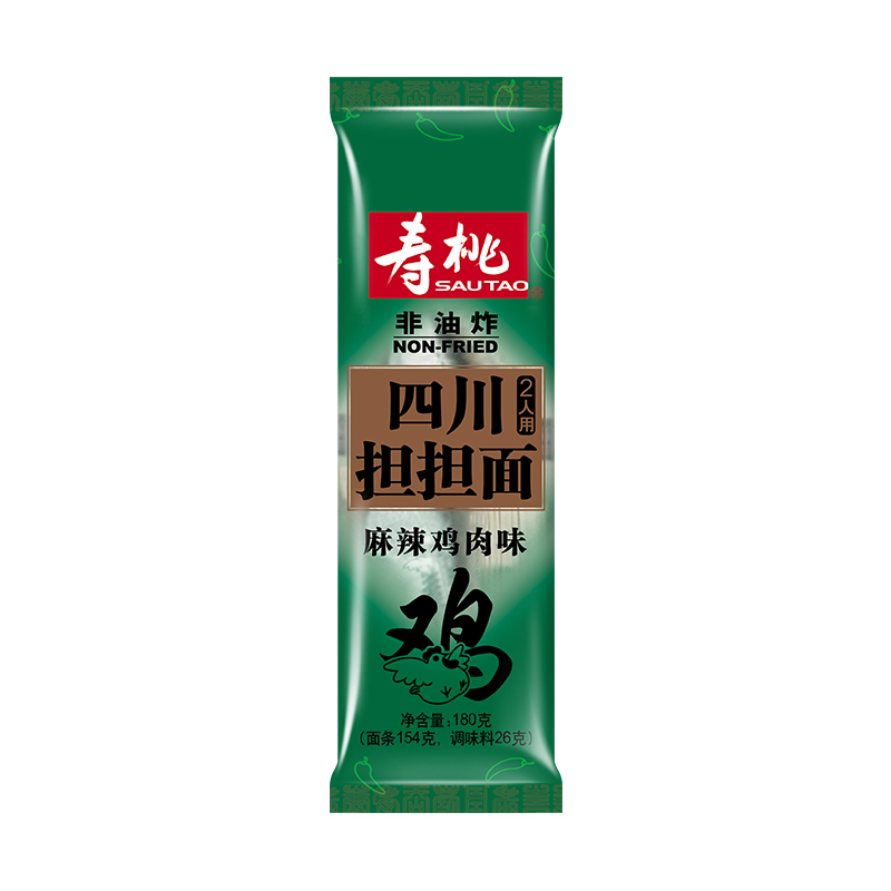 寿桃非油炸麻辣鸡肉味四川担担面 速食汤面方便面180g