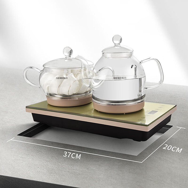 新功(SEKO)W7全自动底部上水涌泉式电热水壶功夫茶具套装玻璃电茶炉37*20高清大图