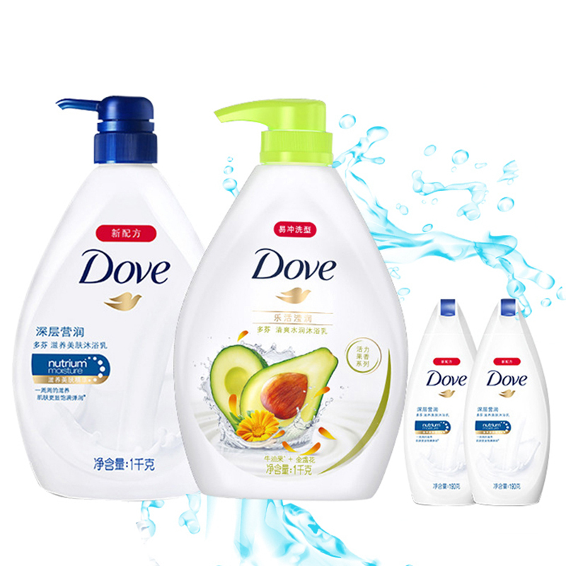 多芬(DOVE)清爽水润沐浴露 乐活滢润1KG+深层营润1KG+190g*2 滋养 各种肤质 适合成人[联合利华]