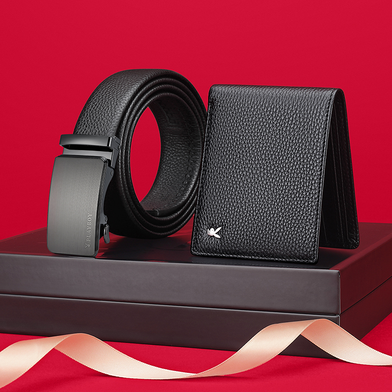 花花公子皮带男士钱包真皮纯牛皮腰带休闲裤带高档送男友生日礼档高清大图