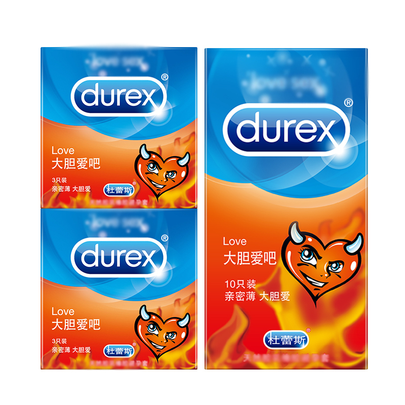 杜蕾斯(Durex) 避孕套 大胆爱吧Love3只*2+Love10只 标准款安全套套 男用成人情趣计生用品byt