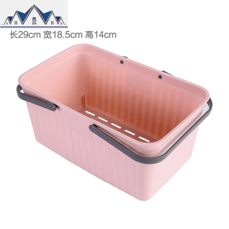 手提洗澡篮子浴室浴筐女可爱澡篮装洗漱用品洗浴蓝杂物收纳框宿舍 三维工匠收纳篮 粉色