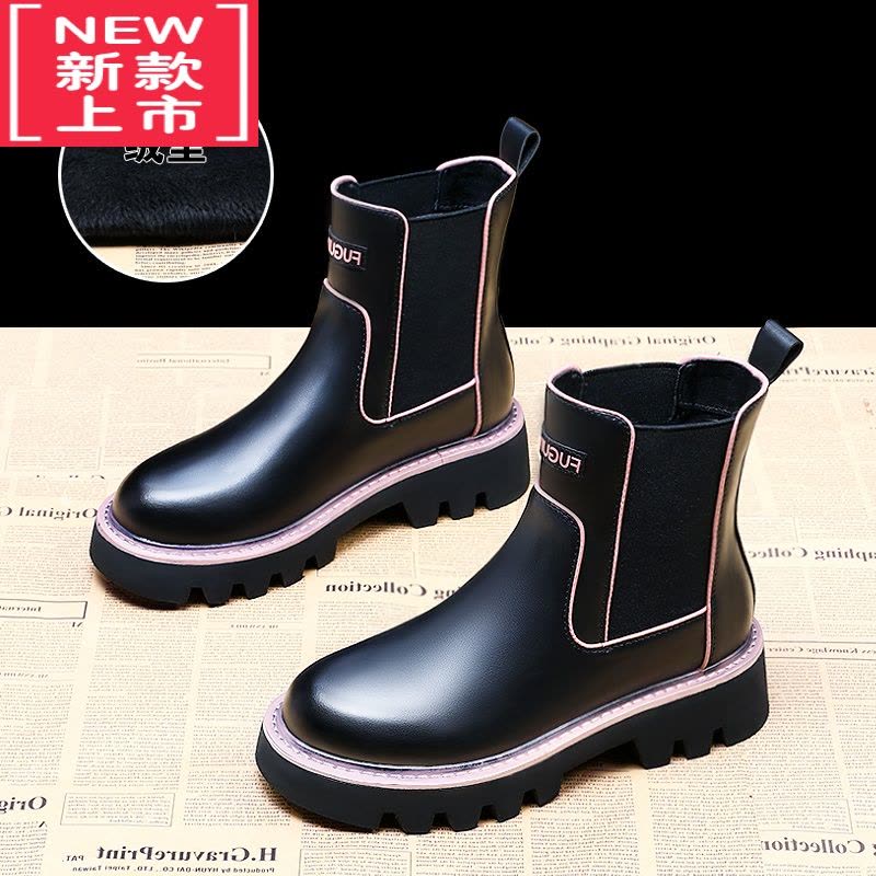 可莉允女童靴子2022秋冬季新款儿童鞋短靴中大童皮靴加绒防滑女孩马丁靴图片