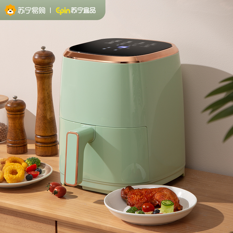 苏宁宜品空气炸锅新款4.5L大容量智能无油多功能全自动电薯条机HD-ZG019E电子触控(绿色白色随机发货)高清大图