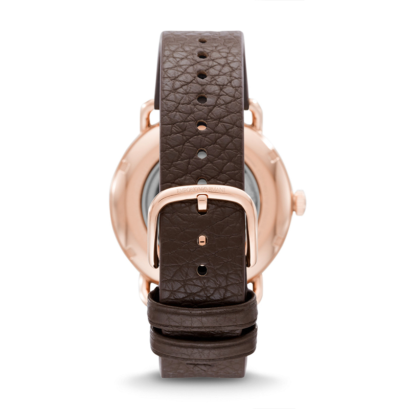 阿玛尼(EMPORIO.ARMANI)手表 皮带全自动镂空机械表男士商务休闲腕表 AR60027高清大图