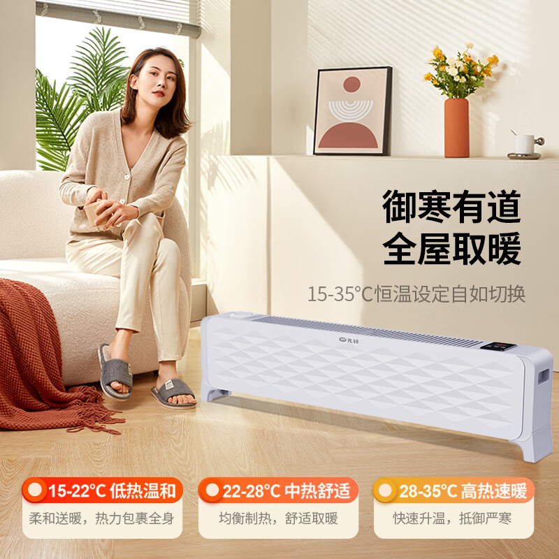 先锋(SINGFUN)石墨烯踢脚线取暖器家用2200W功率客厅卧室居浴两用IPX4防水 DTJ-T15R-IOT 语音款高清大图