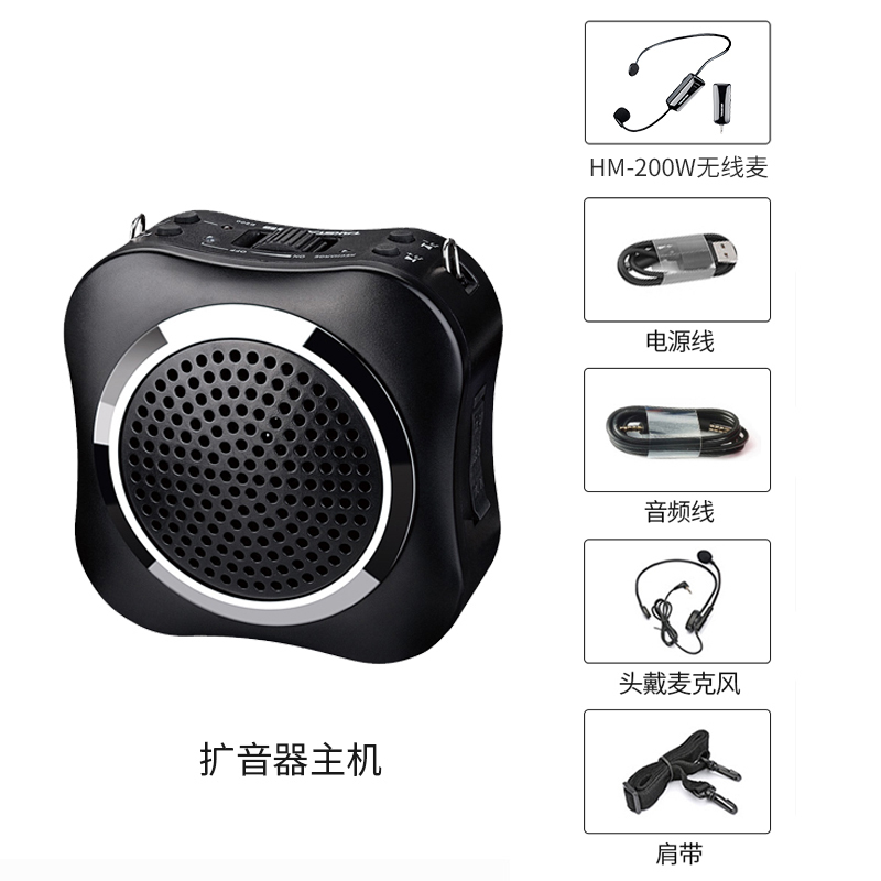 得胜 E200W 小蜜蜂蓝牙扩音器 黑色无线版 上课喇叭扩音机大功率播放器 U盘TF卡连手机音乐播放