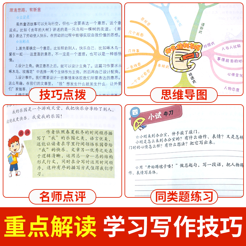 满分作文+优秀作文+获奖作文+好词好句 小学通用 [正版]小学作文书大全 老师 小学生满分思维导图作文二年级三年级四年级高清大图