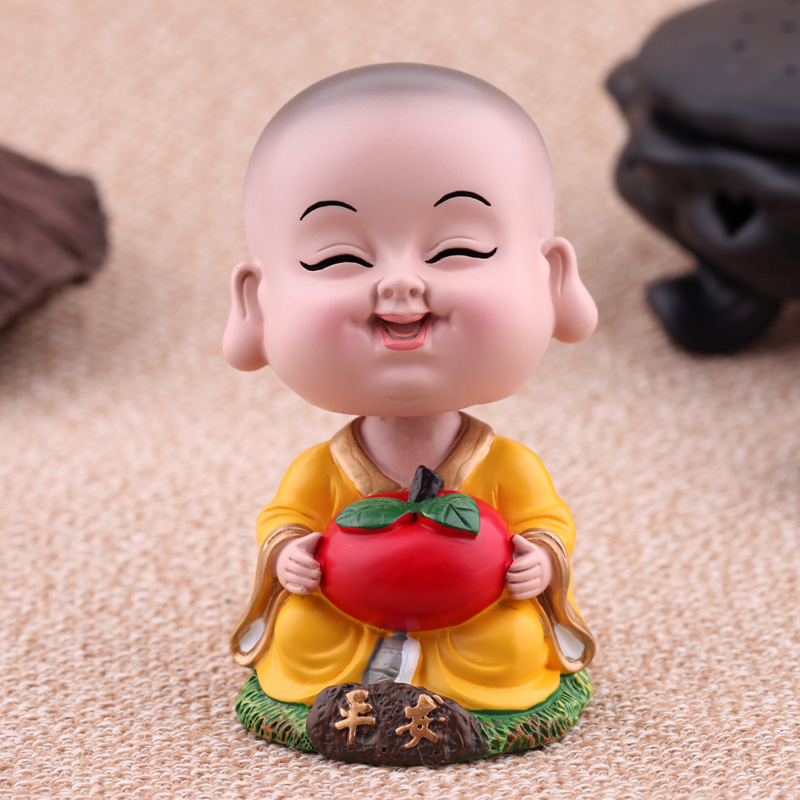 用品饰品摇摆佛抖音同款淡定 摇头小和尚-平安(佛珠1 胶1 小圆垫1) 平