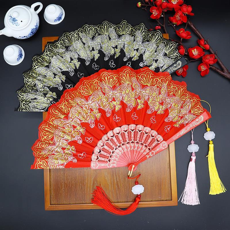 蝴蝶中国风折扇折叠扇舞蹈扇子汉服扇古典扇子塑料扇古装配饰礼品