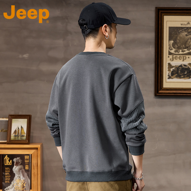 JEEP吉普美式休闲卫衣男士春秋季新款潮流百搭宽松打底长袖上普高清大图