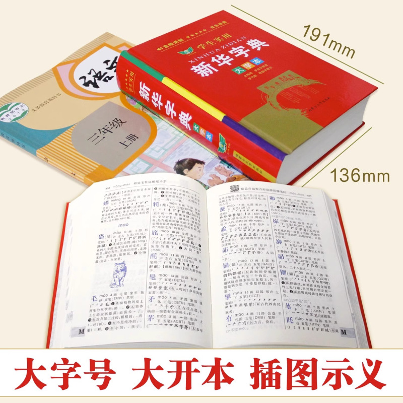 [正版]全套2册 学生实用字典大字版带音频 全笔顺写字组词规范字典多音字小学生小学初中工具书儿童版多功能成语词典人教版