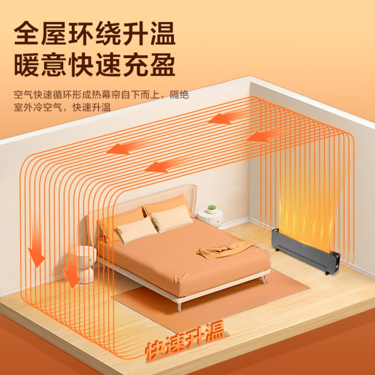 格力(GREE)取暖器家用踢脚线电暖器浴室防水移动地暖客厅卧室防烫电暖气片干衣加热暖风机居浴两用电热暖器 即开即热 居浴高清大图