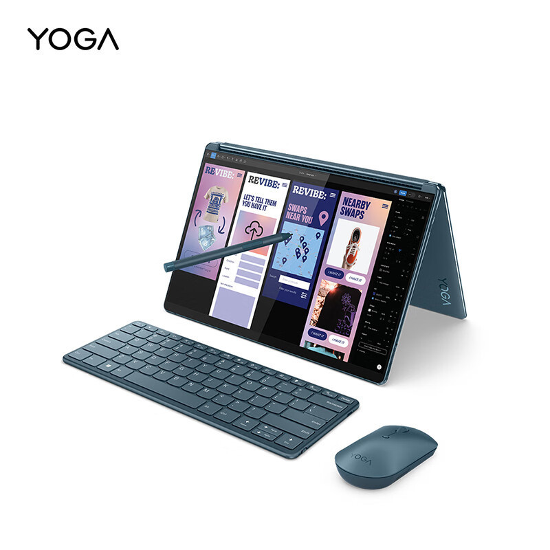 联想(Lenovo)YOGA Book 9i AI元启轻薄笔记本电脑 13.3英寸双屏翻转本(Ultra7 155H 32G 1T 2.8K OLED触控屏 键盘 笔 支架)雾海蓝
