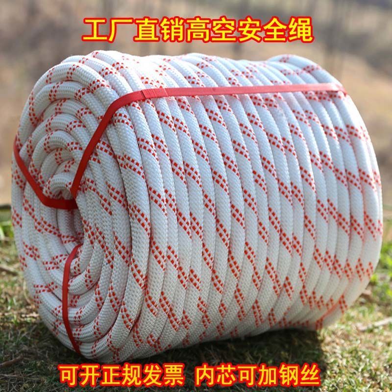 高空作业安全绳尼龙绳软绳子批发钢丝芯丙纶逃生捆绑拉绳耐磨牛绳 10毫米钢丝芯10米(几十米买几件)
