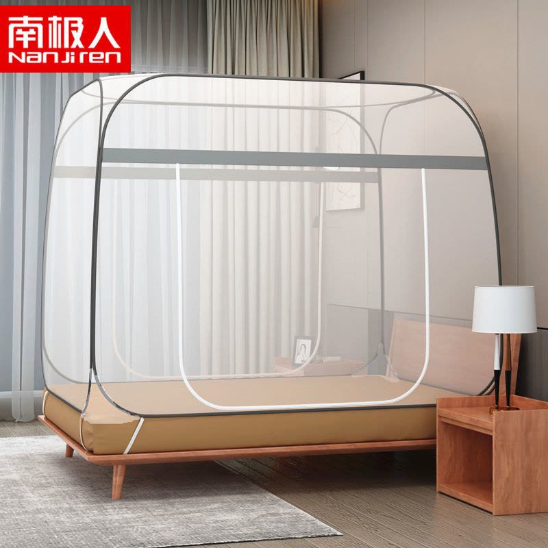 免安装新款家用1.5米1.8床方顶蚊帐蒙古包全底防摔0.9m高档图片