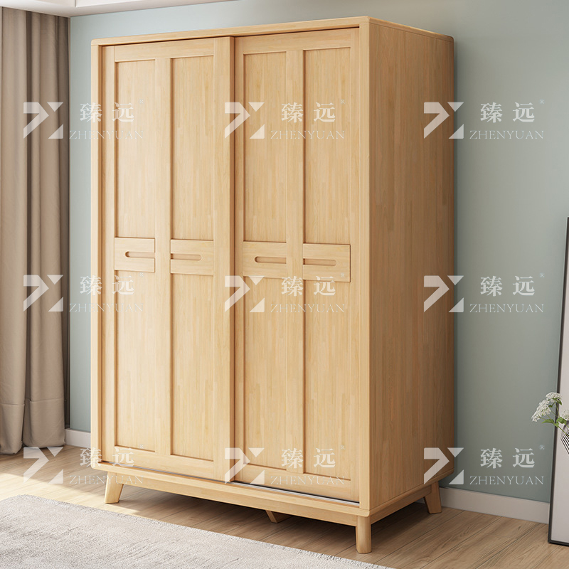 臻远ZY4031129 简约实木衣柜推拉门储物柜移门衣橱 1.2米高清大图