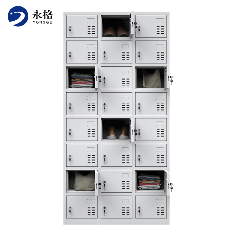 永格办公室钢制文件柜凭证抽屉资料柜档案员工更衣柜带锁矮柜储物柜子二十四门更衣柜