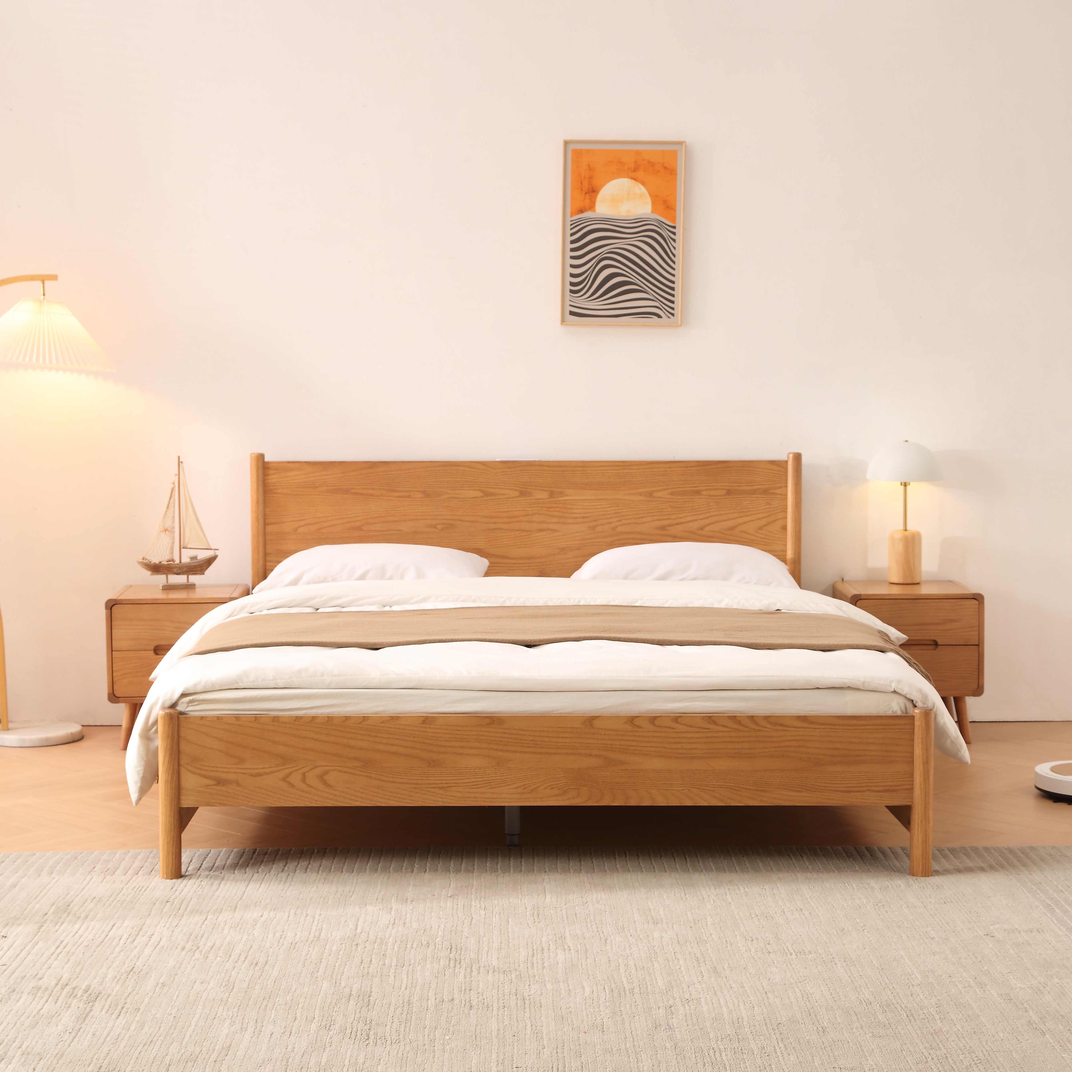 白蜡木实木双人床卧室婚床原木风日式1.8米1.5简约家具现代小户型