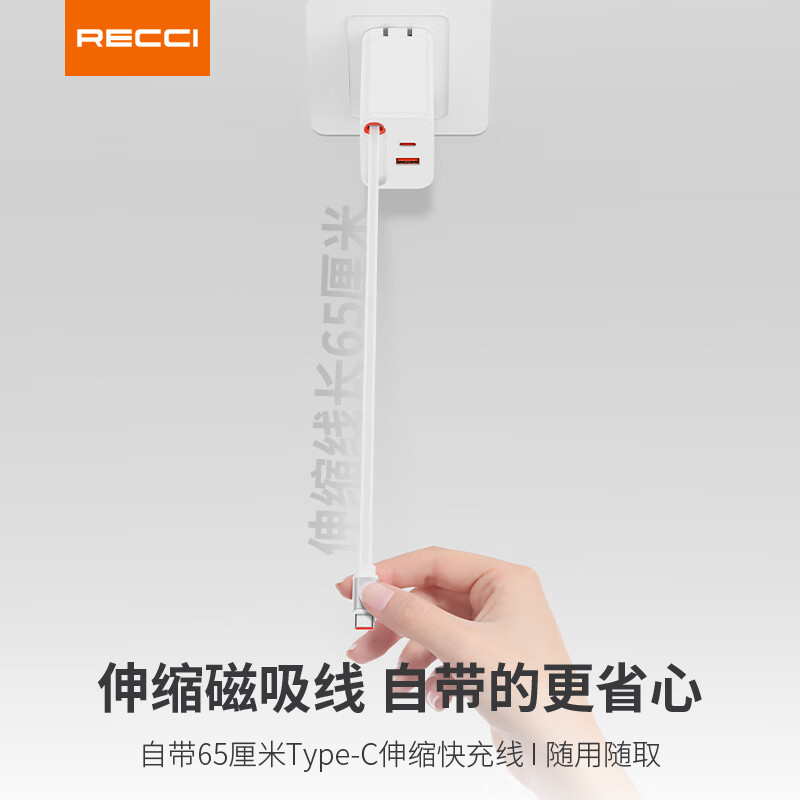 RECCI锐思RC103充电器67wGaN氮化镓双C口输出支持PD3.0快充协议PPS协议充头高清大图