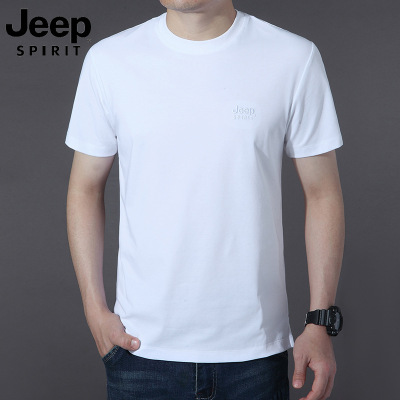 JEEP SPIRIT吉普2025夏季圆领男士短袖T恤舒适棉百搭打底衫