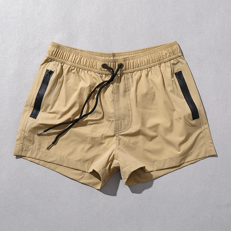 沙滩裤男速干可下水纯色泳裤休闲训练健身跑步弹力舒适二分短裤视频