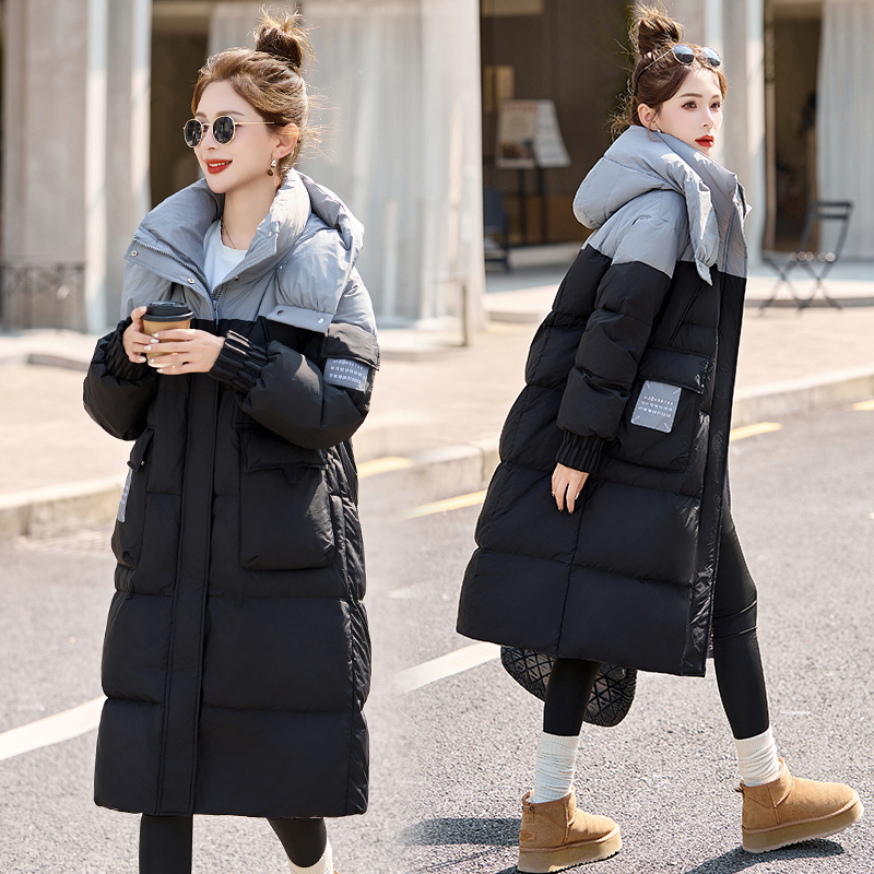 高端欧货羽绒服女冬季2024新款过膝90白鸭绒高级感加厚中长款保暖外时尚羽绒服秋冬新款宽松大码冬季羽绒服女女款加厚外套冬 黑色 L